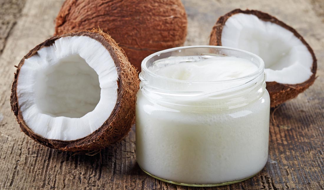 coconut oil on wooden table